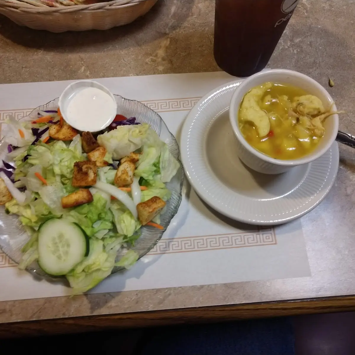 Salad and Chicken and Dumplings
