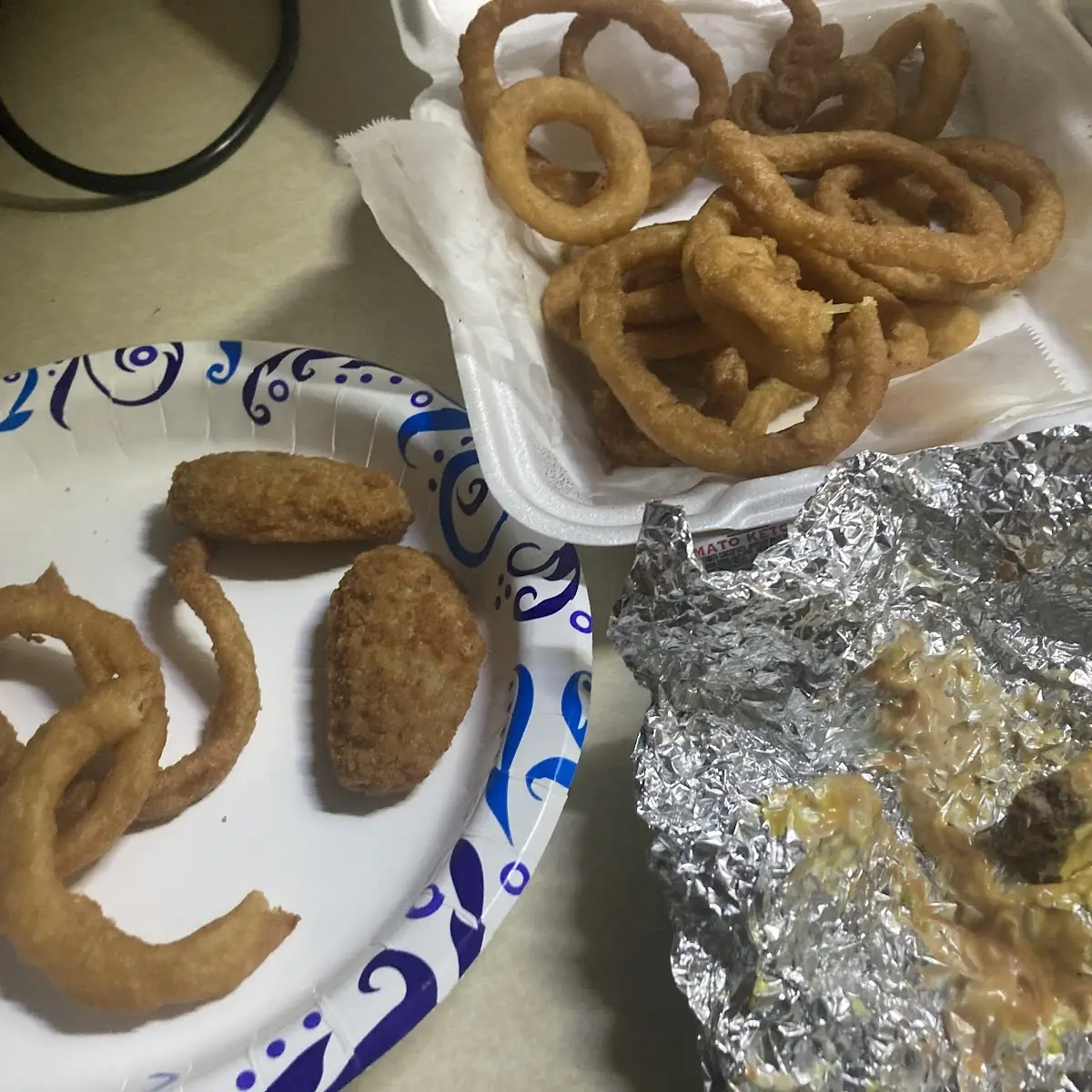 Onion Rings with Mozzarella Cheese on Top