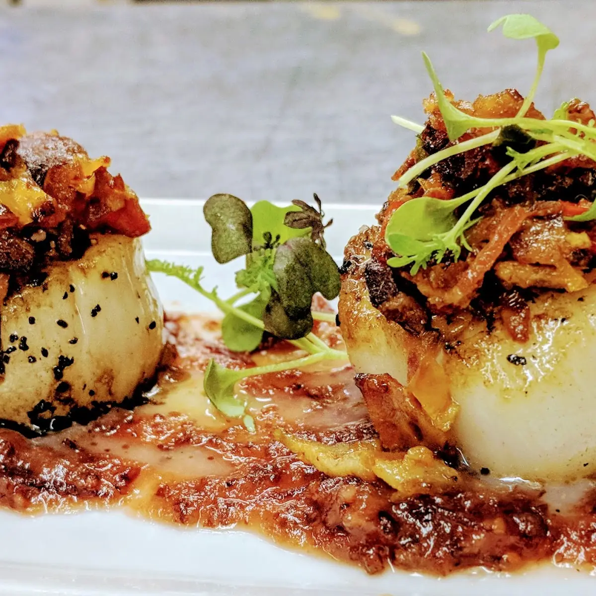 Scallops with Bacon Jam