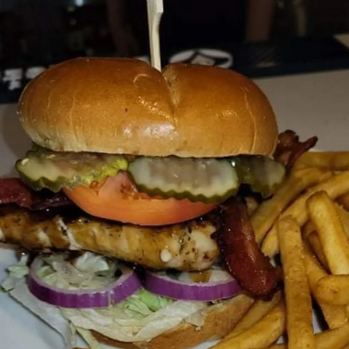 Grilled Bourbon Bacon Chicken Sandwich