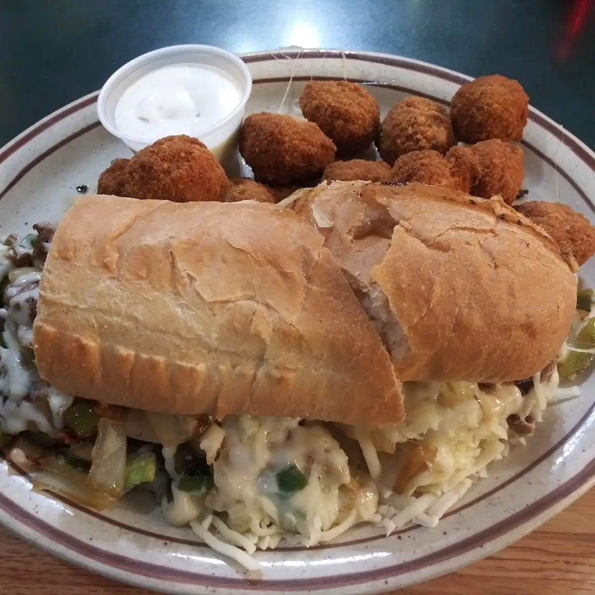 Philly Cheese Steak and Fried Mushrooms