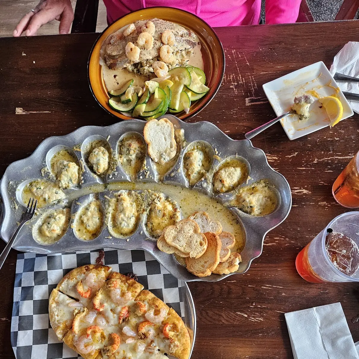 Flatbread Shrimp and Crawfish Oysters Rockefeller