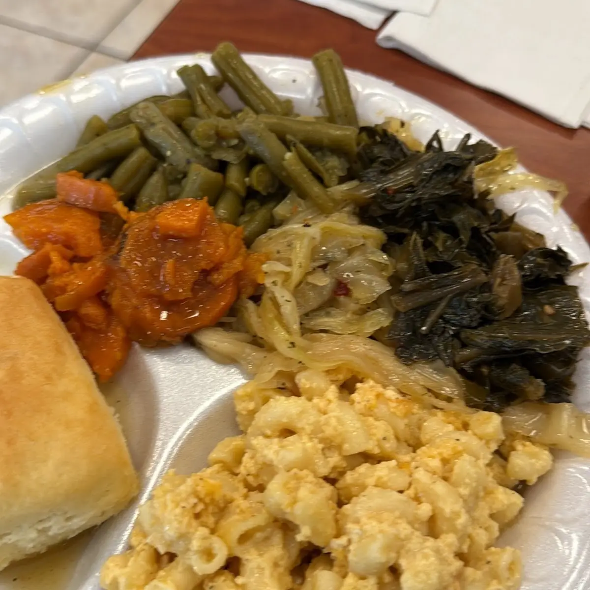 Fried Chicken with Collard Greens and Yams