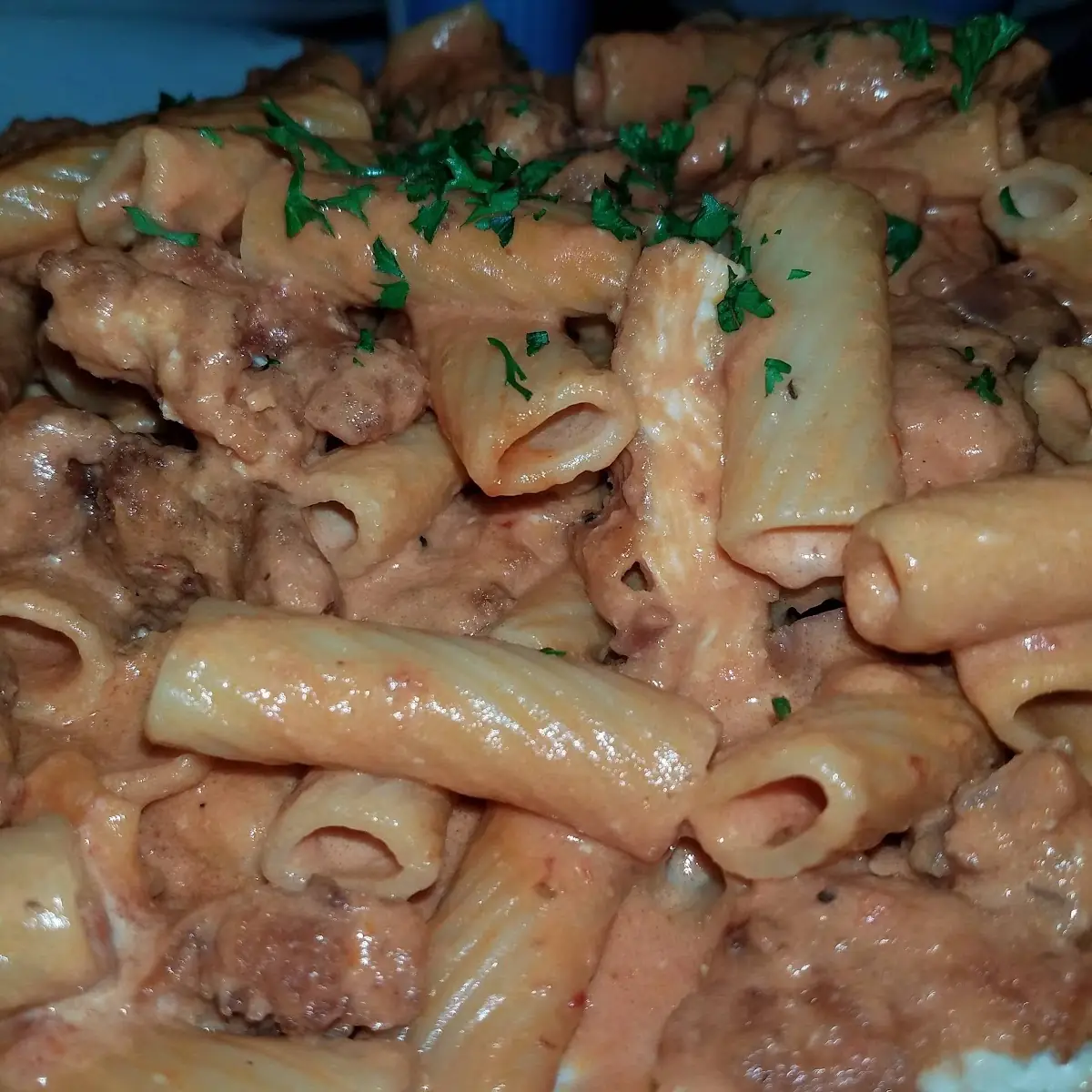 Vodka Rigatoni with Breaded Chicken