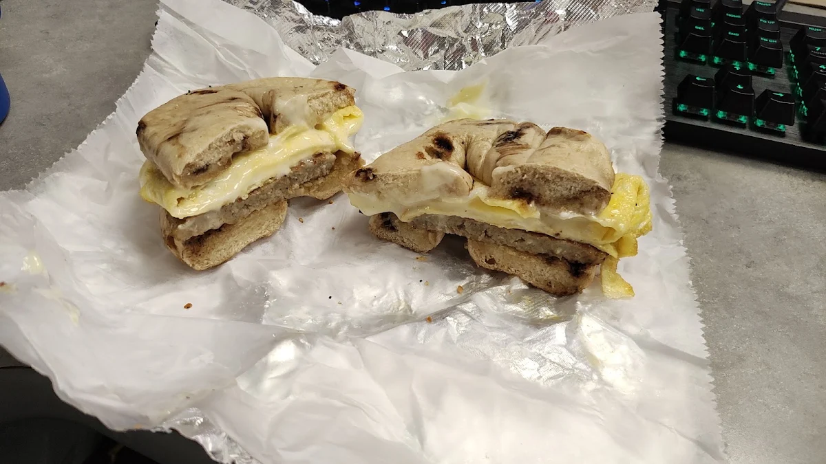 Sausage Egg and Cheese on a Cinnamon Raisin Bagel