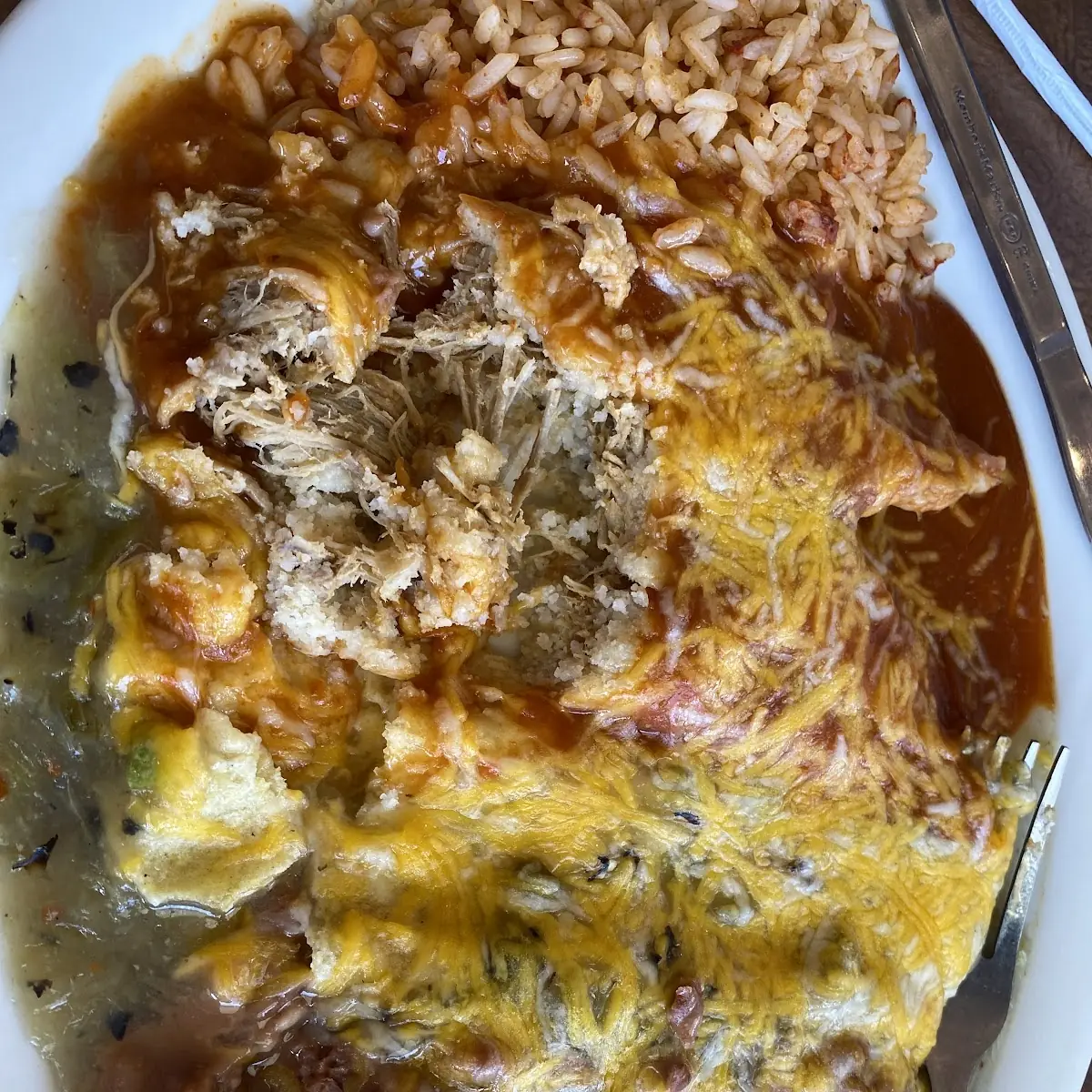 Cheese Enchilada Tamale Rice and Beans