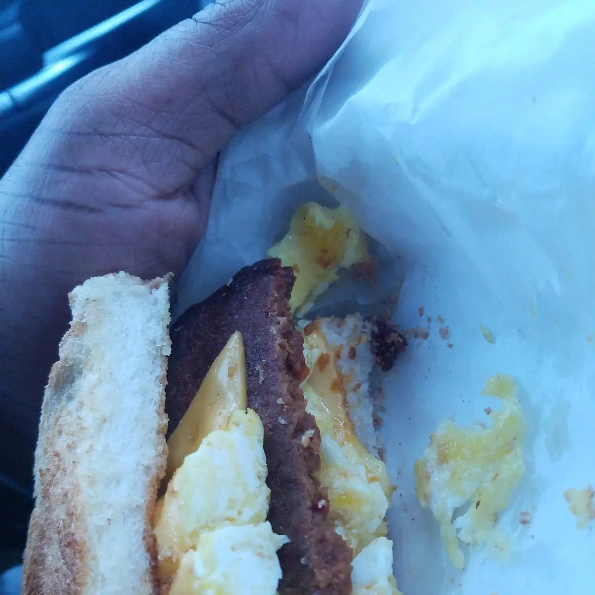 Hot Sausage Egg and Cheese on Toast