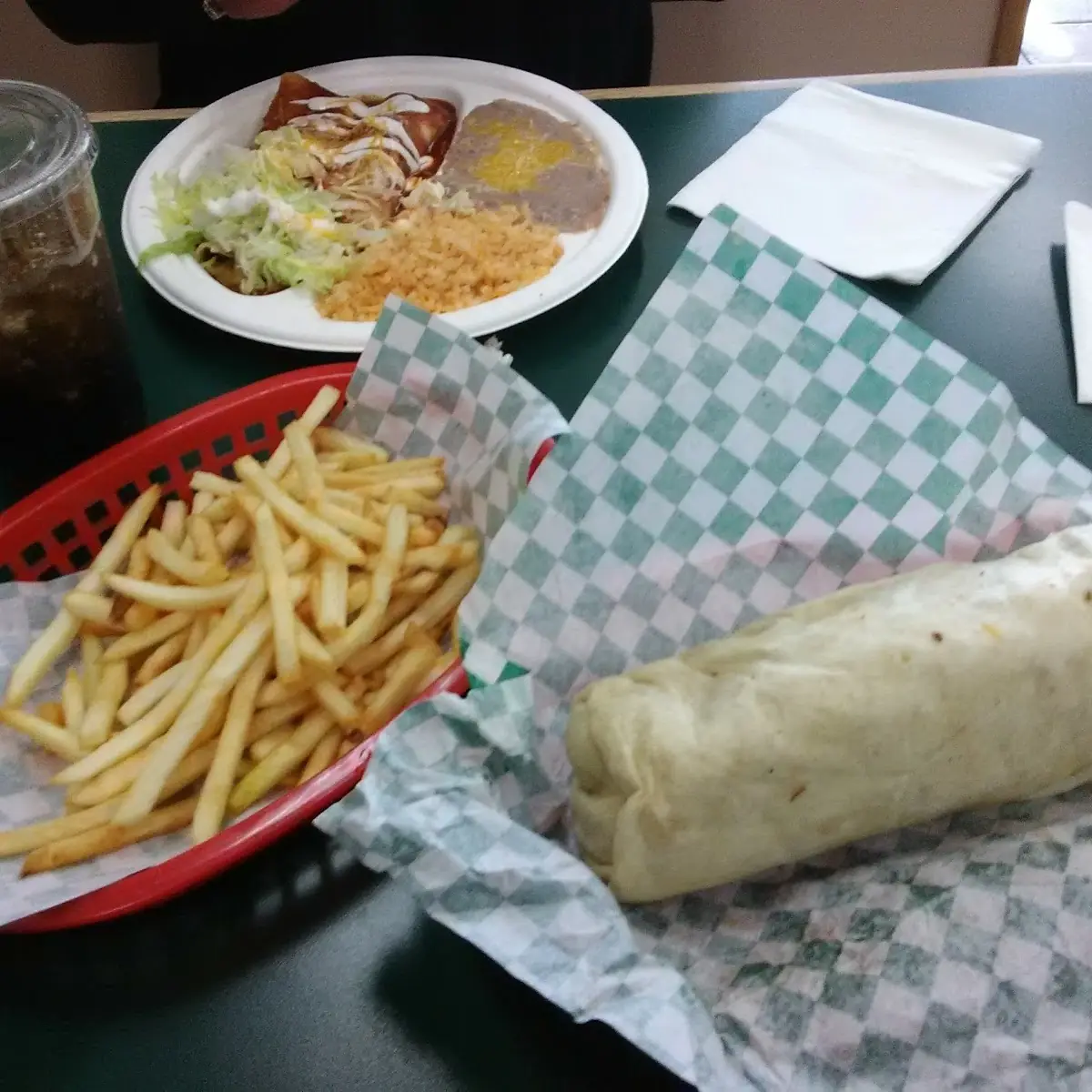 Carnitas Burrito and Fries