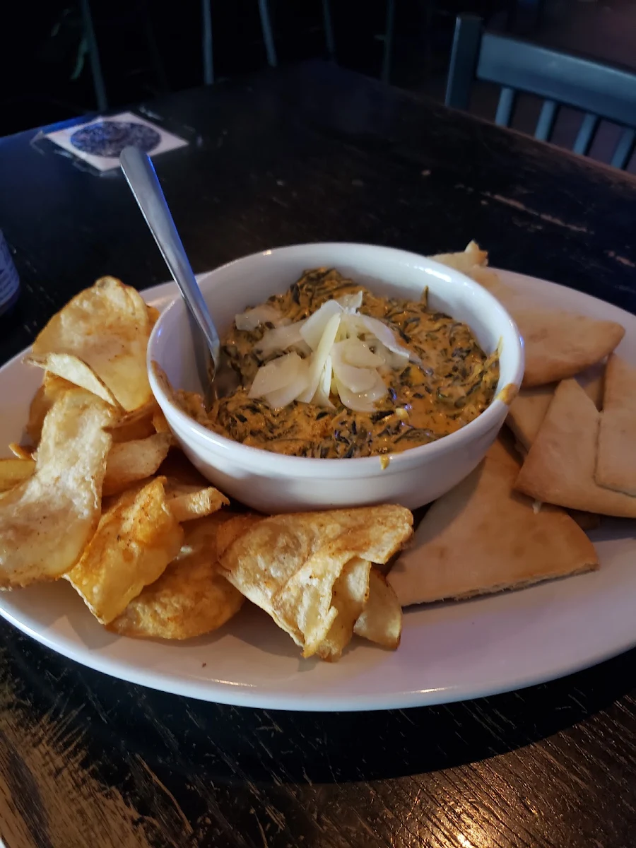 Crayfish Spinach Cheese Dip with Freshly Made Chips