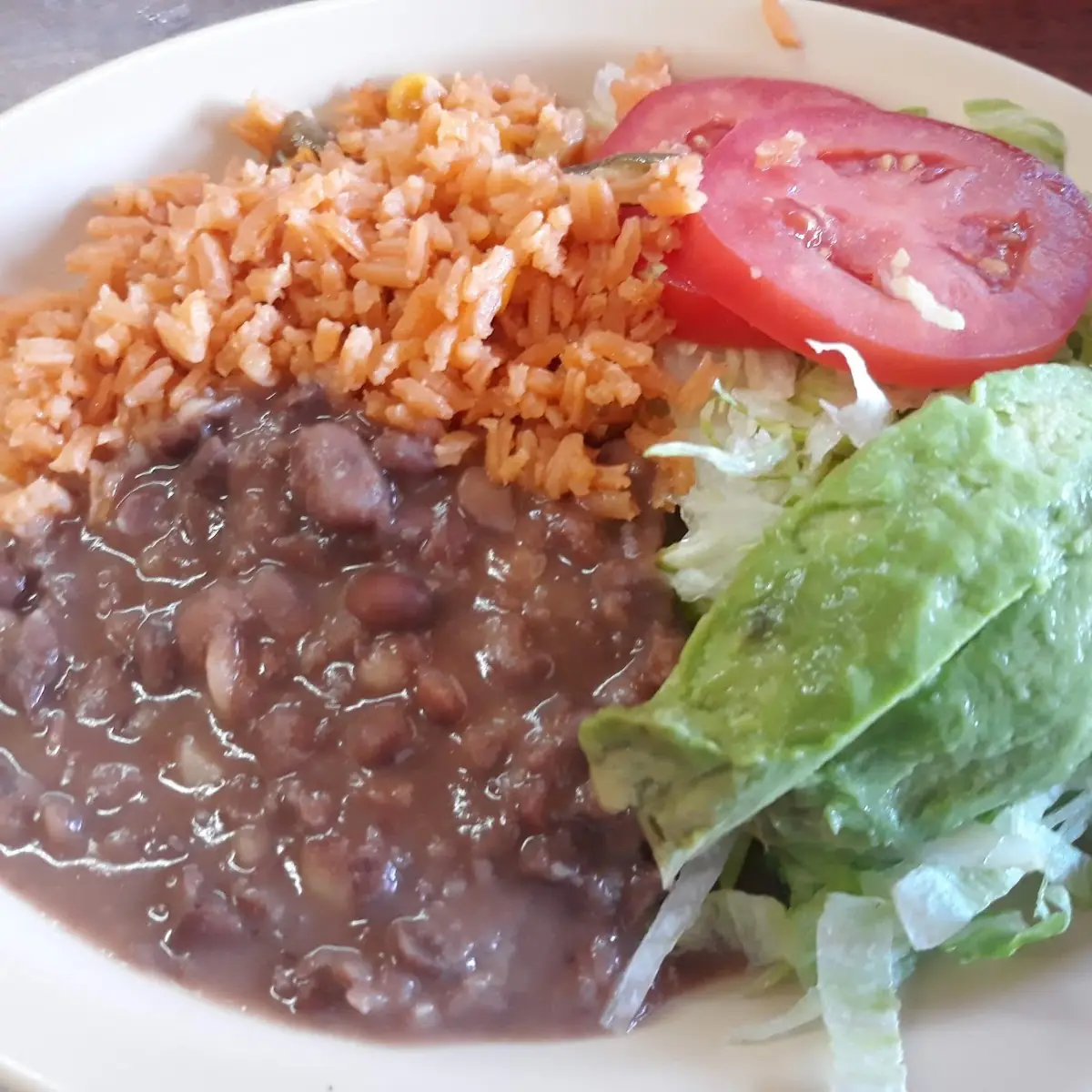 Rice Beans and Salad