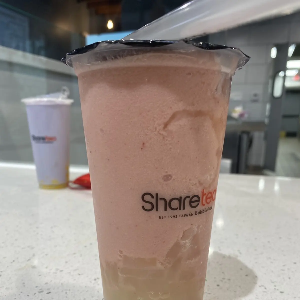 Peach Tea Ice Blended with Lychee Jelly