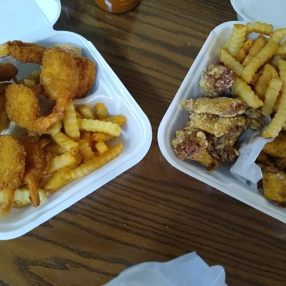 Fried Shrimp Combo and a 15 Wing Combo
