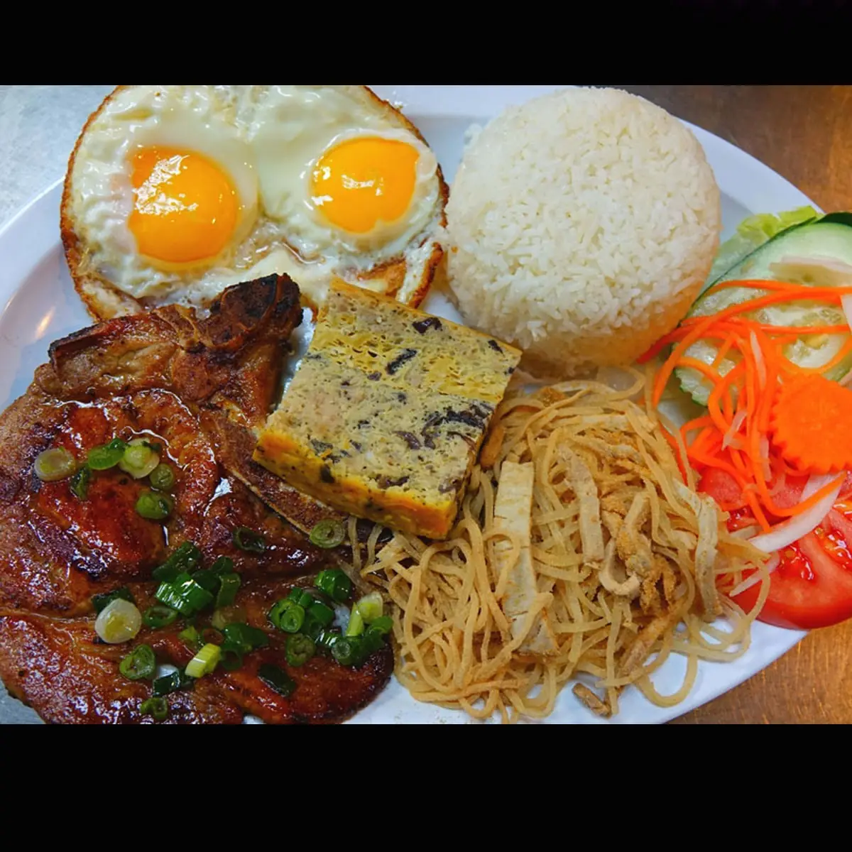 Grilled Porkchop with Egg and Rice Com Suon Trung OPLA