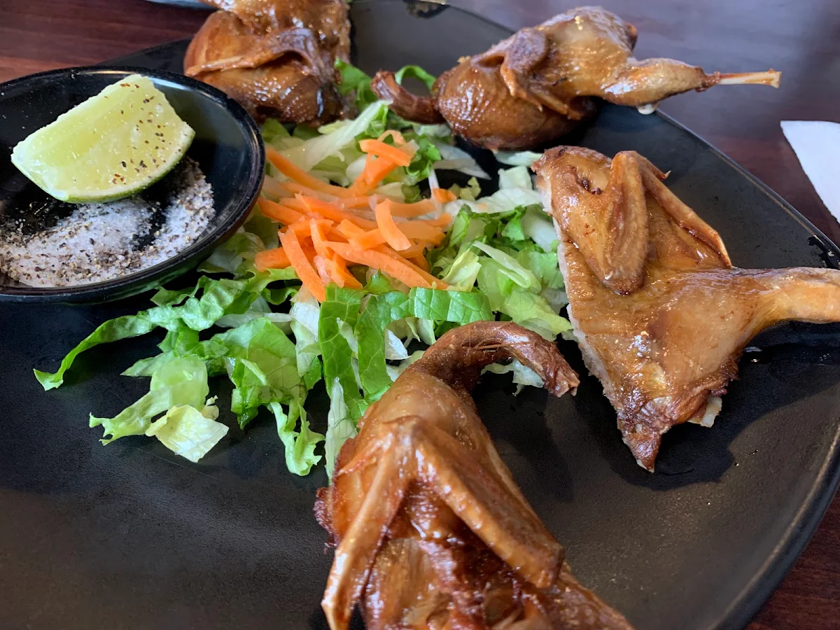 Deep-Fried Quails on Fried Rice - Com Chim Cut Chien
