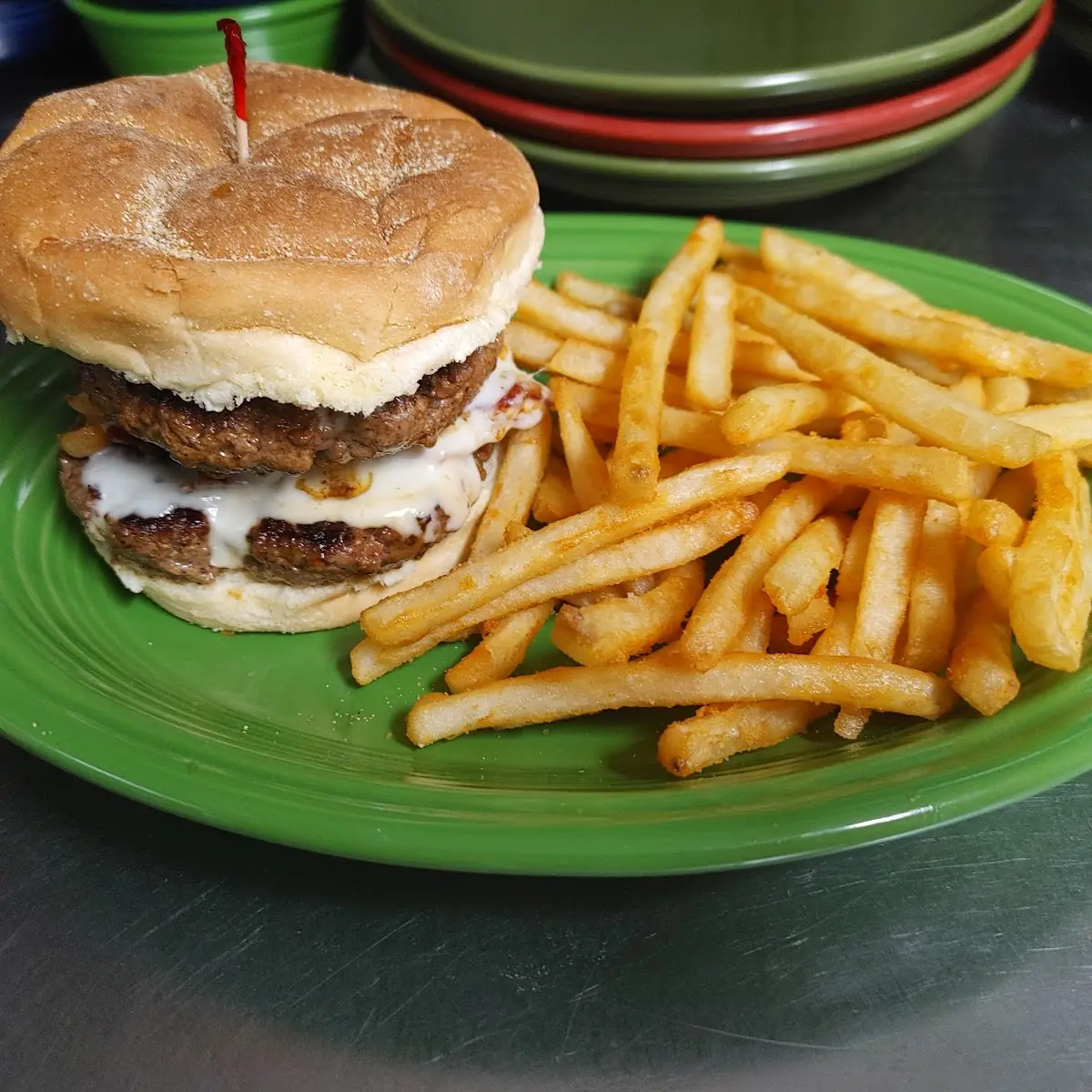 Double Cheeseburger & Beer Batter Fries
