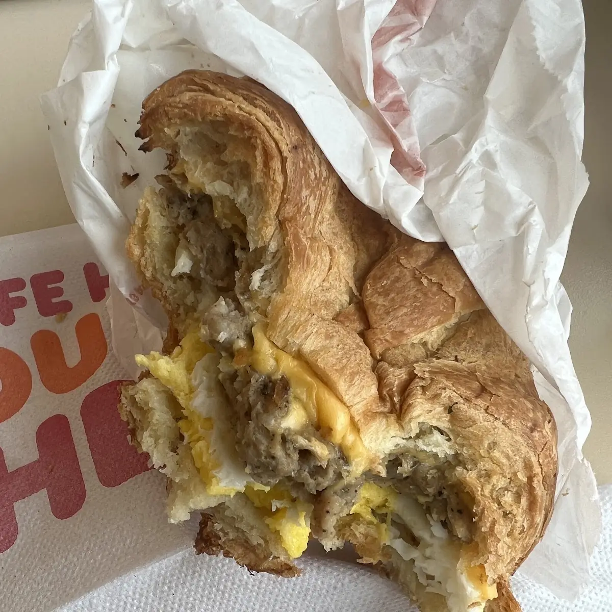 Sausage Egg & Cheese Croissant Sandwich