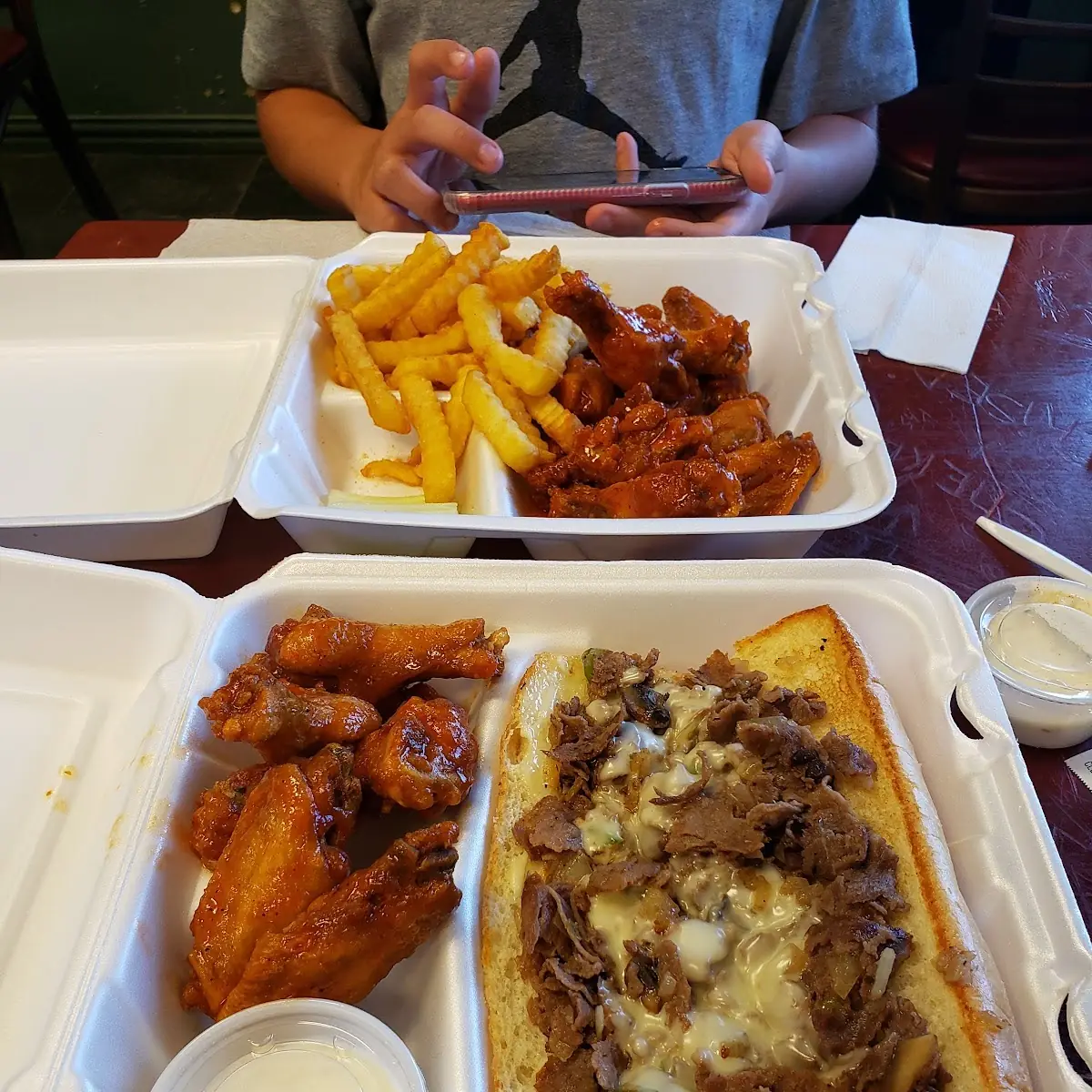 Philly Cheese Steak and 6 Wing Combo