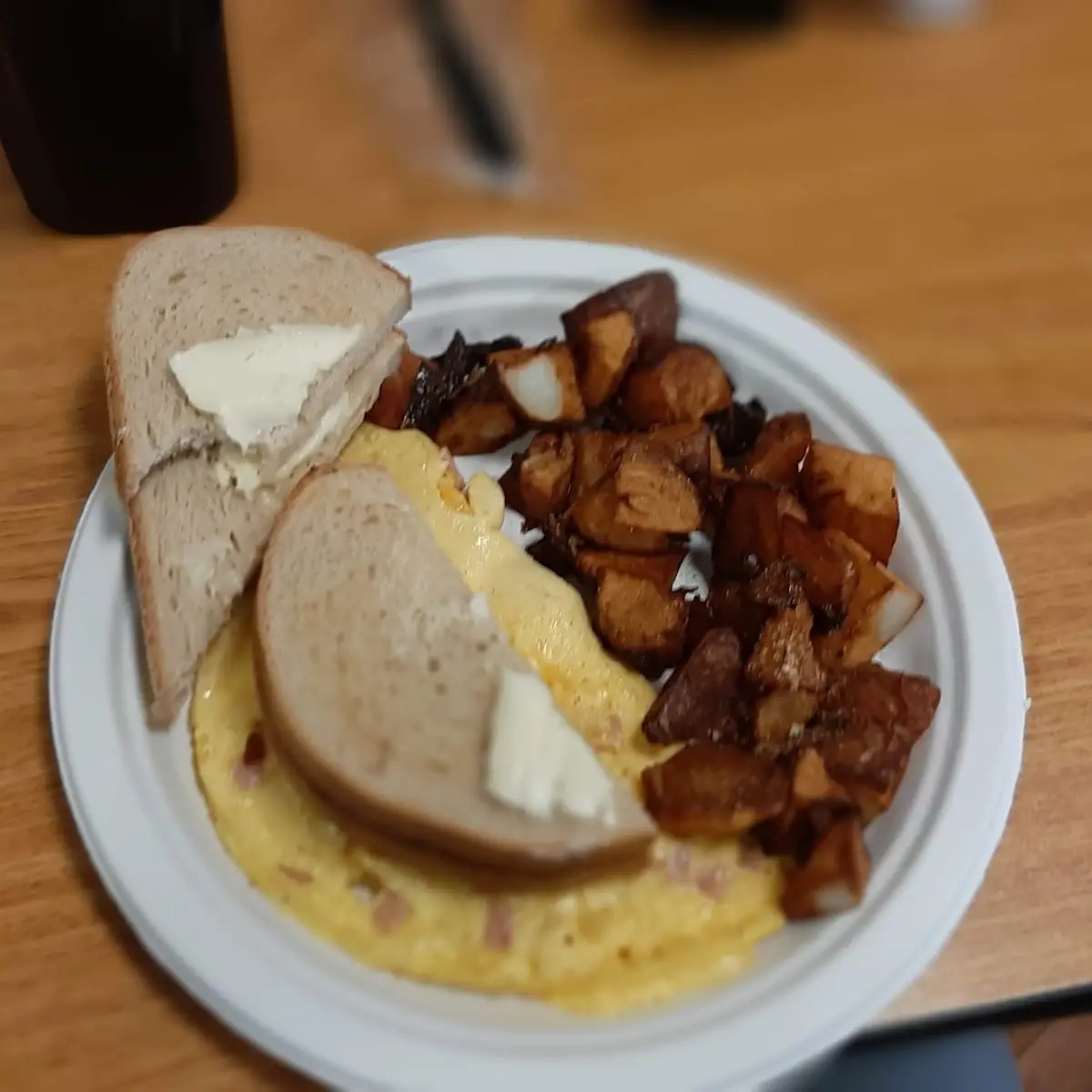 Scrambled Eggs Cheese Home Fries Rye Toast