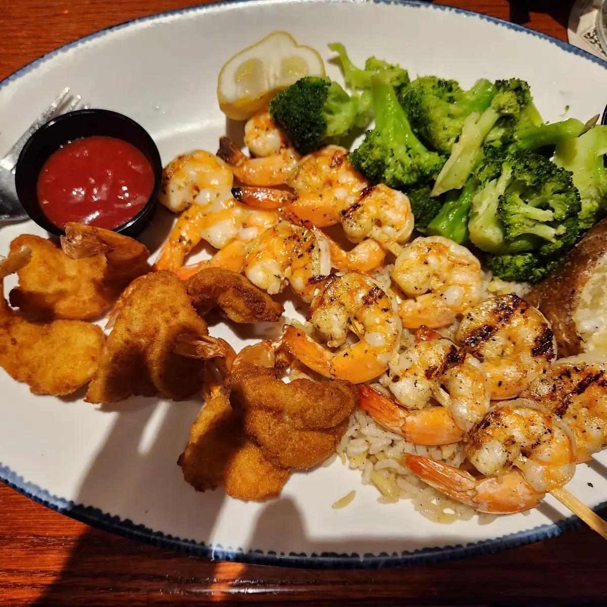 Broiled Lobster Tail Shrimp Baked Potato