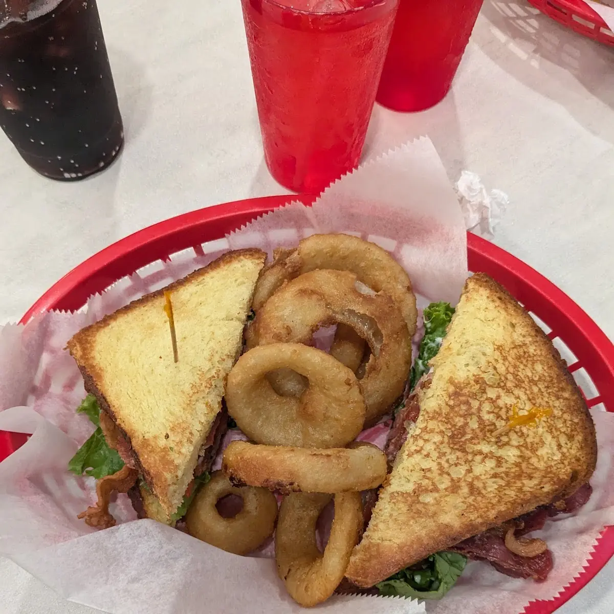 blt and Onion Rings