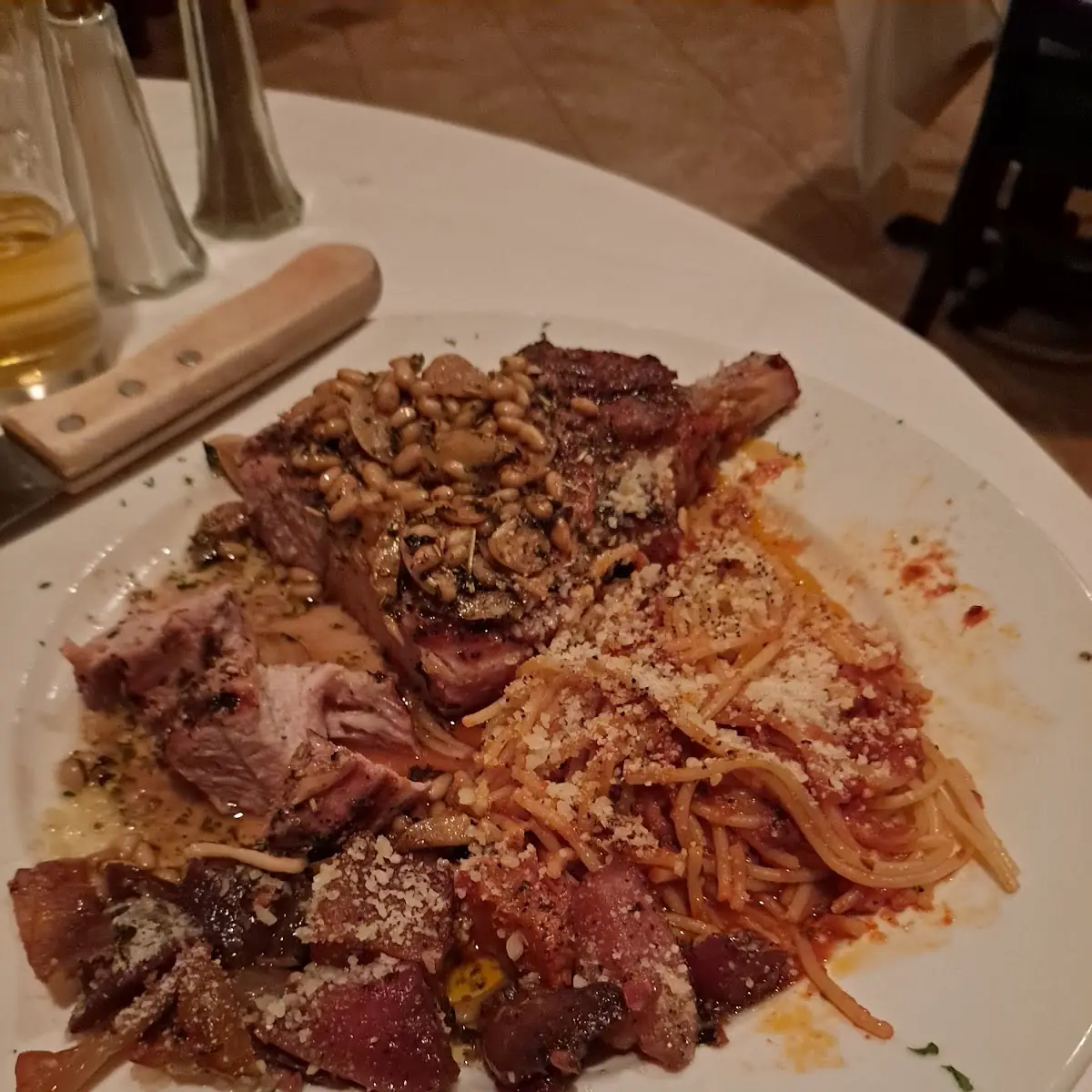 Grilled Pork Chops w Pine Nuts