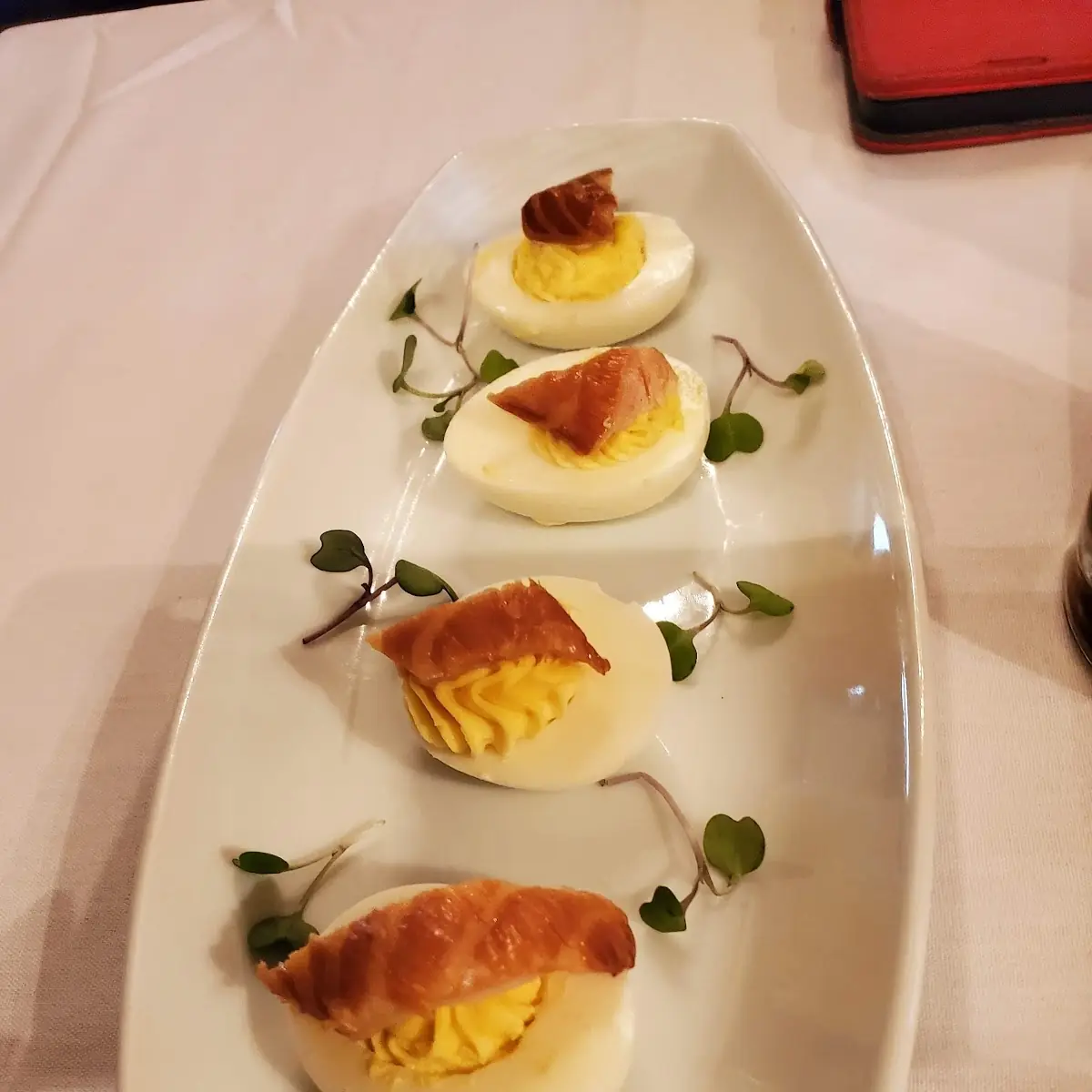 Smoked Salmon and Bacon Deviled Eggs