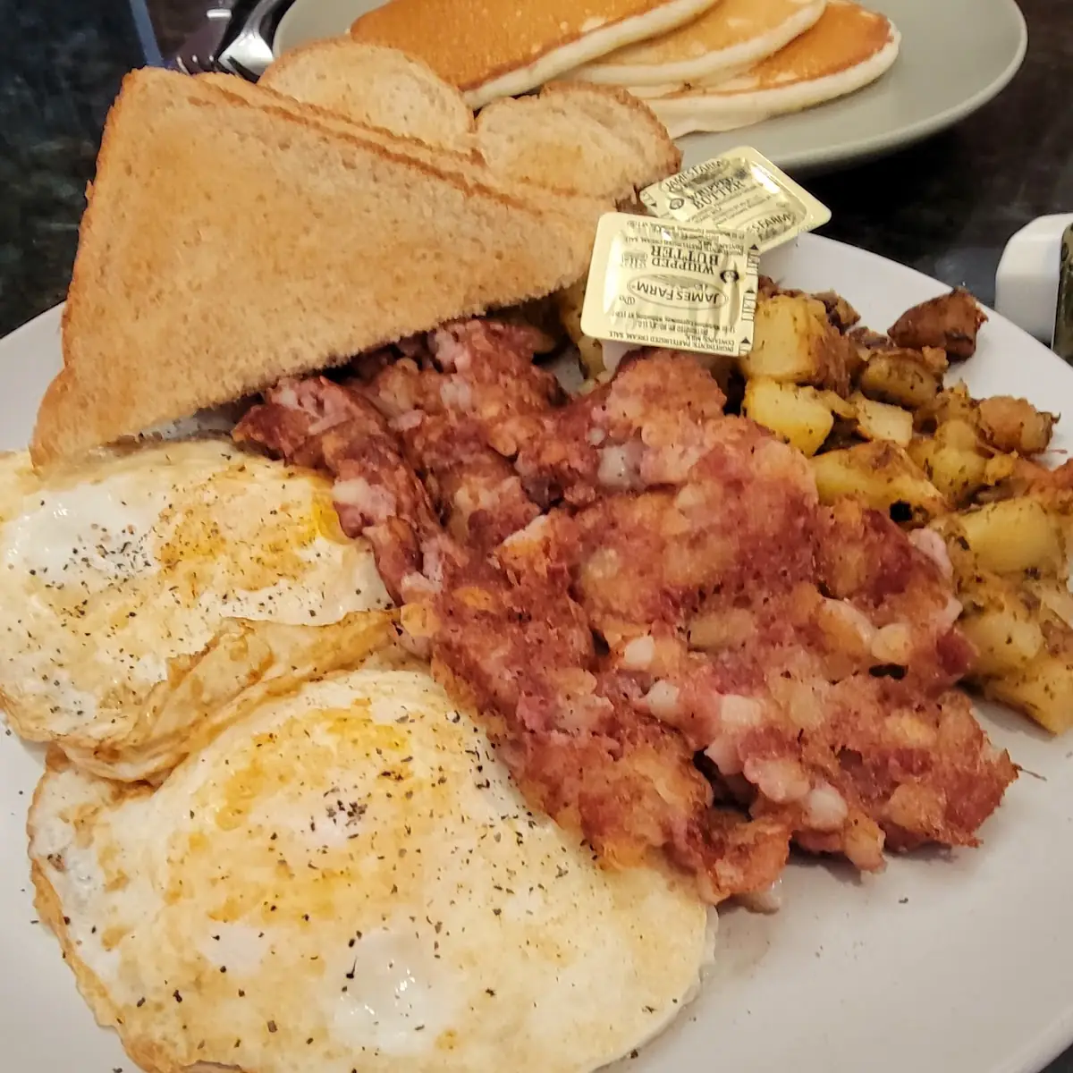 Corn Beef Hash Eggs and Home Fries