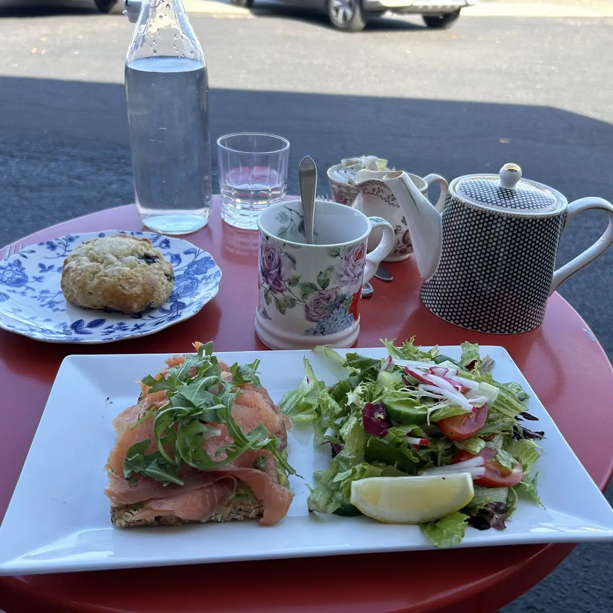 Salmon Sandwich and Salad