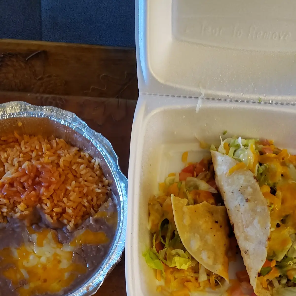 Ground Beef Hard Shell Tacos with Rice and Beans