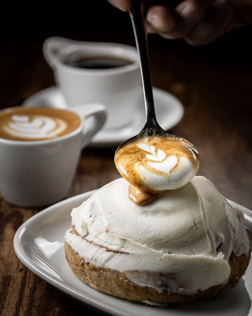 Cinnamon Roll and Macchiato