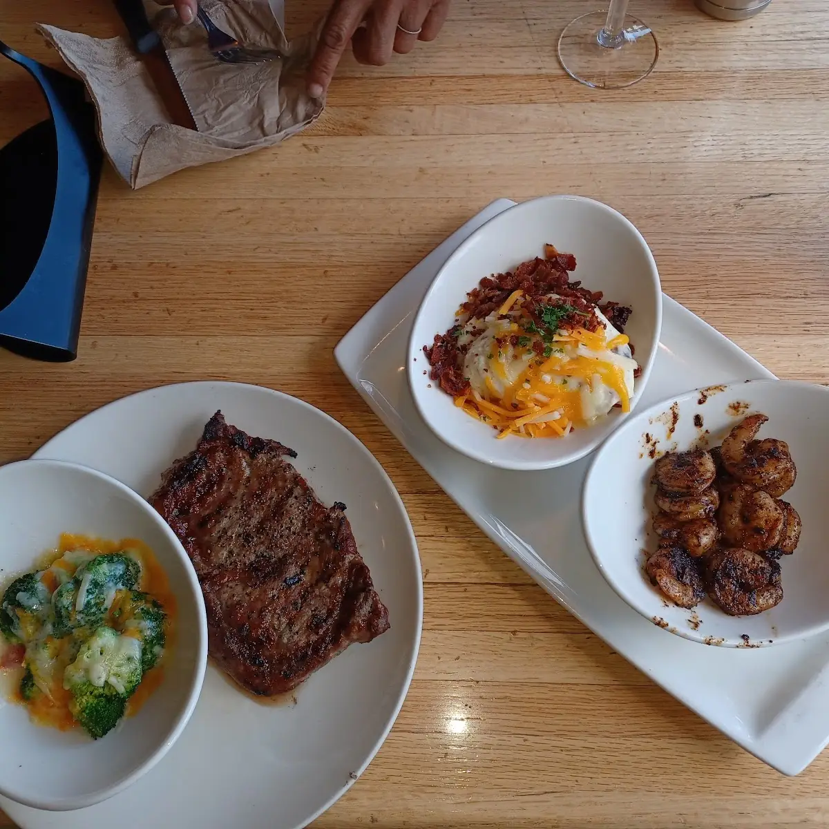 12oz Ribeye Steak Loaded Potatoes Broccoli