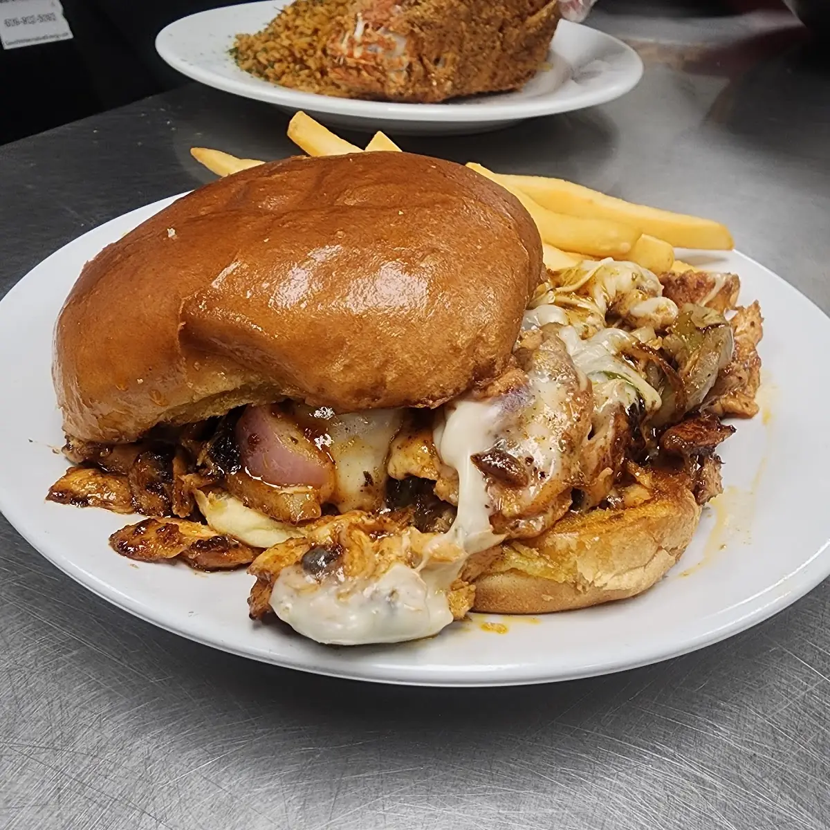 Salmon Cheesesteak Sandwich