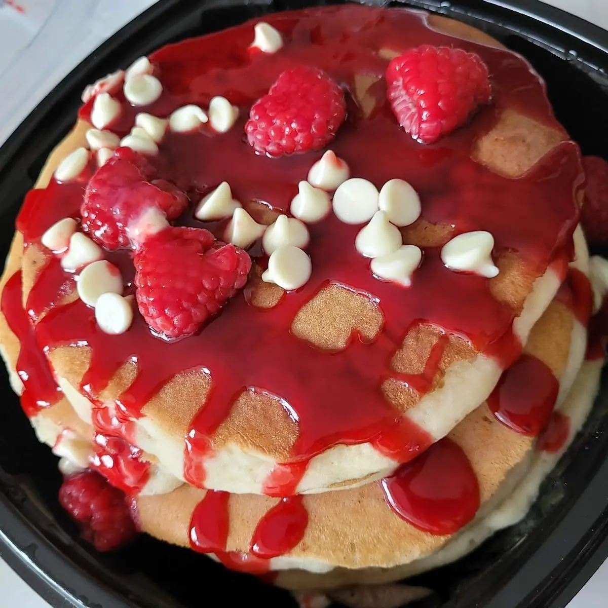 White Chocolate Raspberry Pancakes
