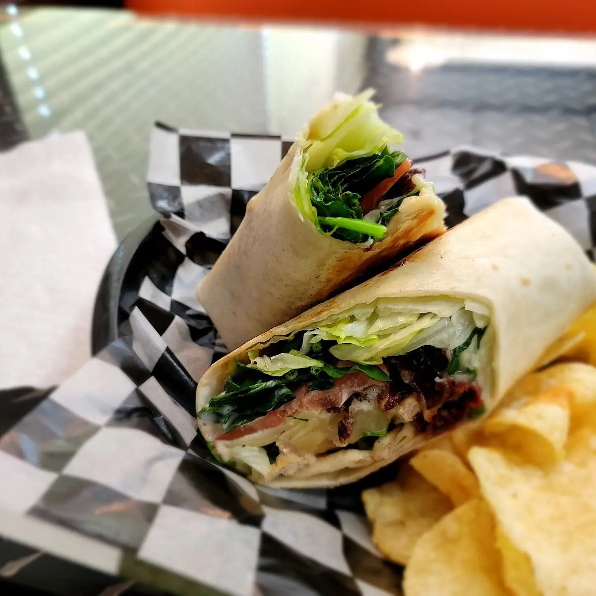 Big Chicken Wrap with Homemade Chips