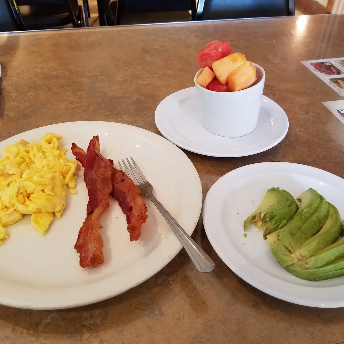 Eggs Bacon and Avocado Slices