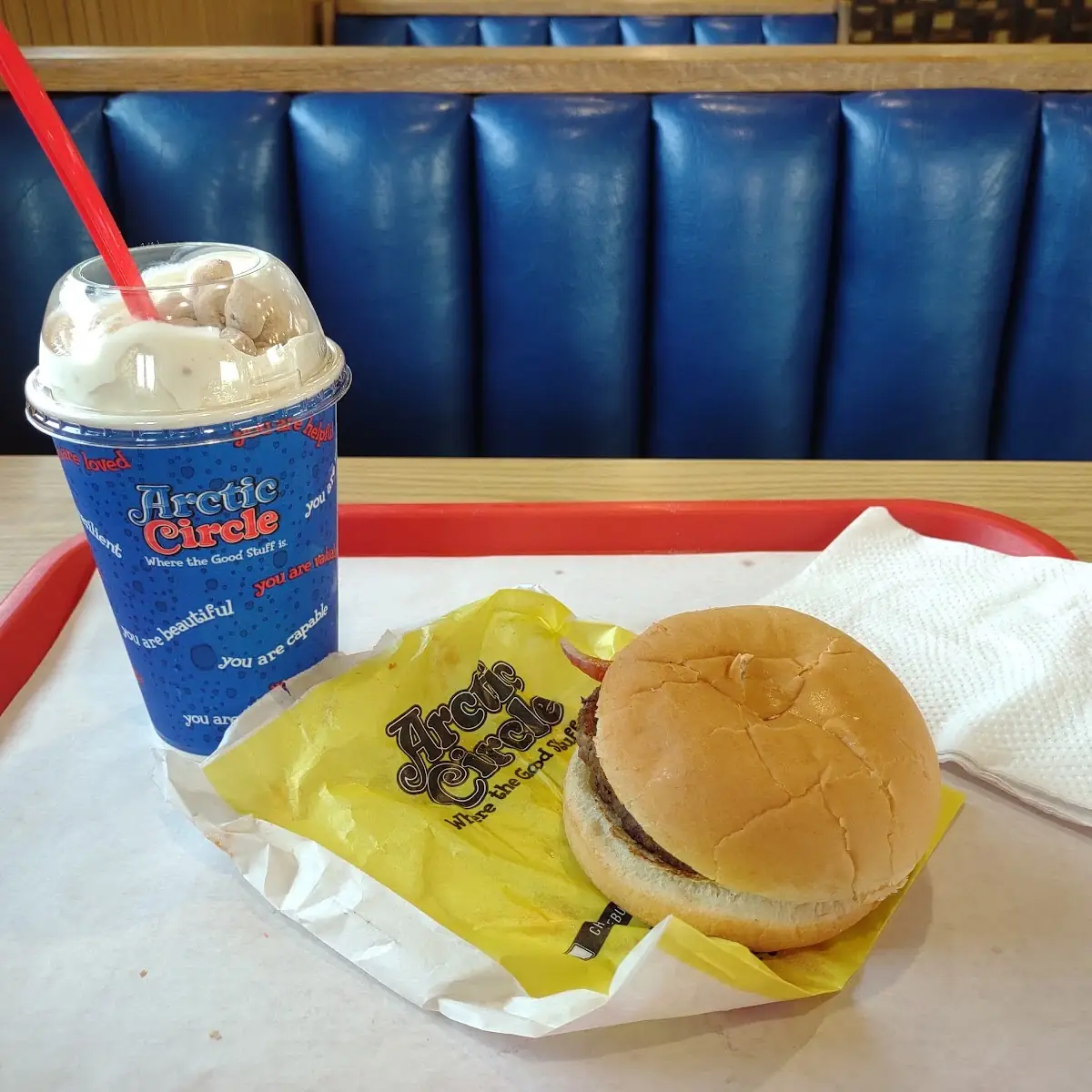 Double Hamburger with a Raspberry Cheesecake Shake