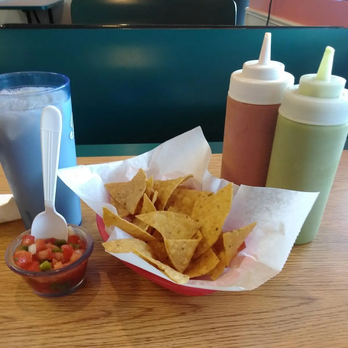 Chips and Salsa Verde and Salsa Roja