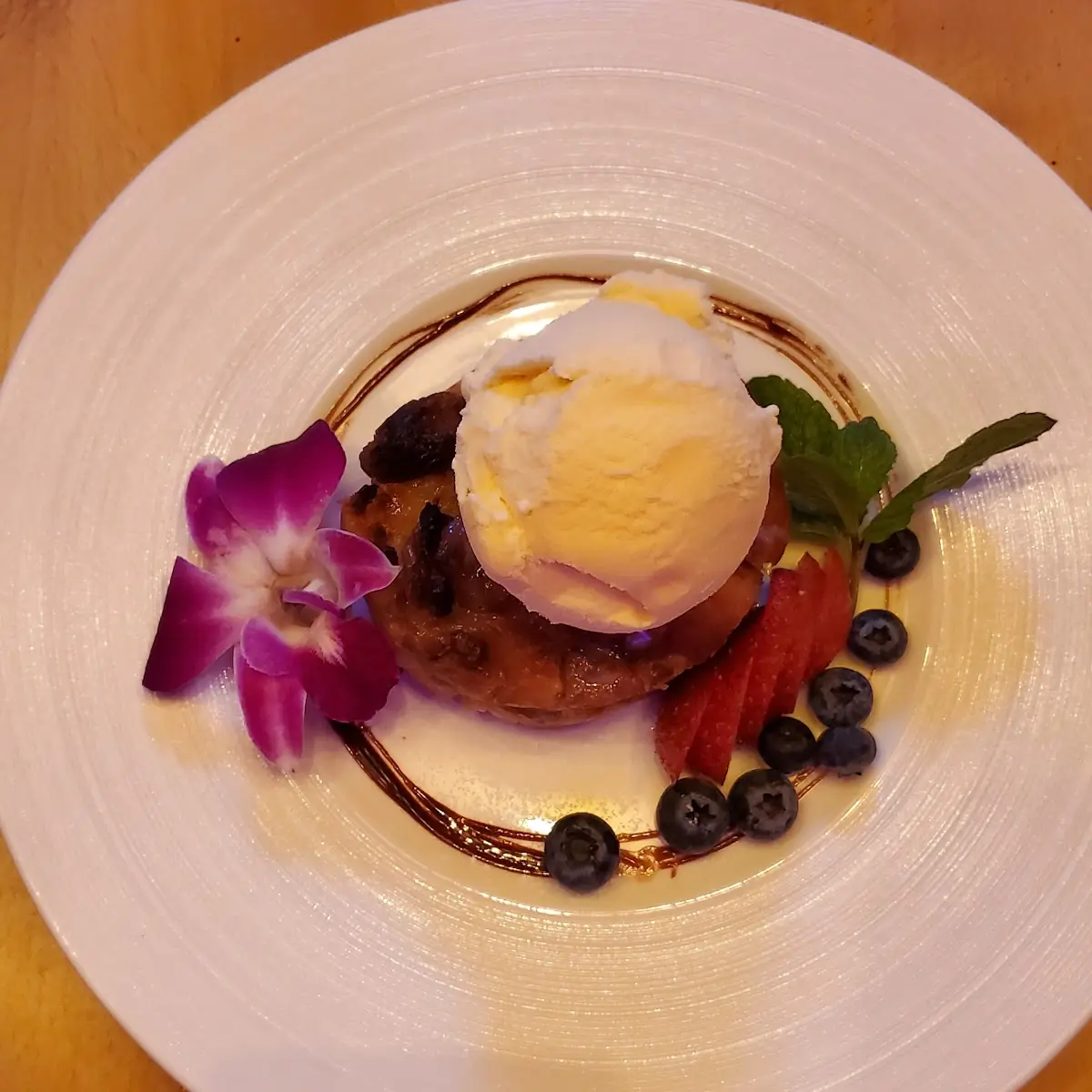 Bread Pudding with Vanilla Ice Cream