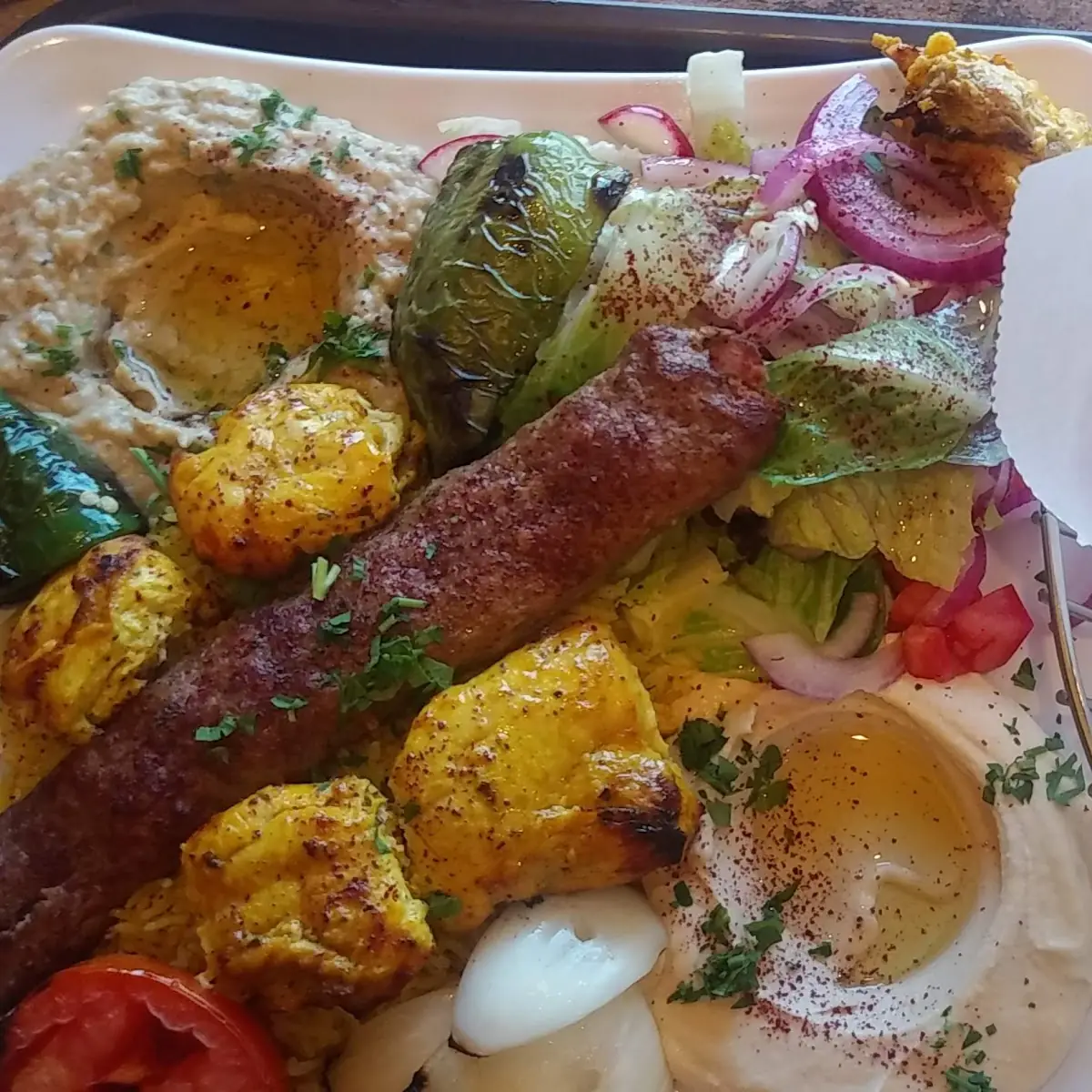 Mixed Grill with Hummis and Salad