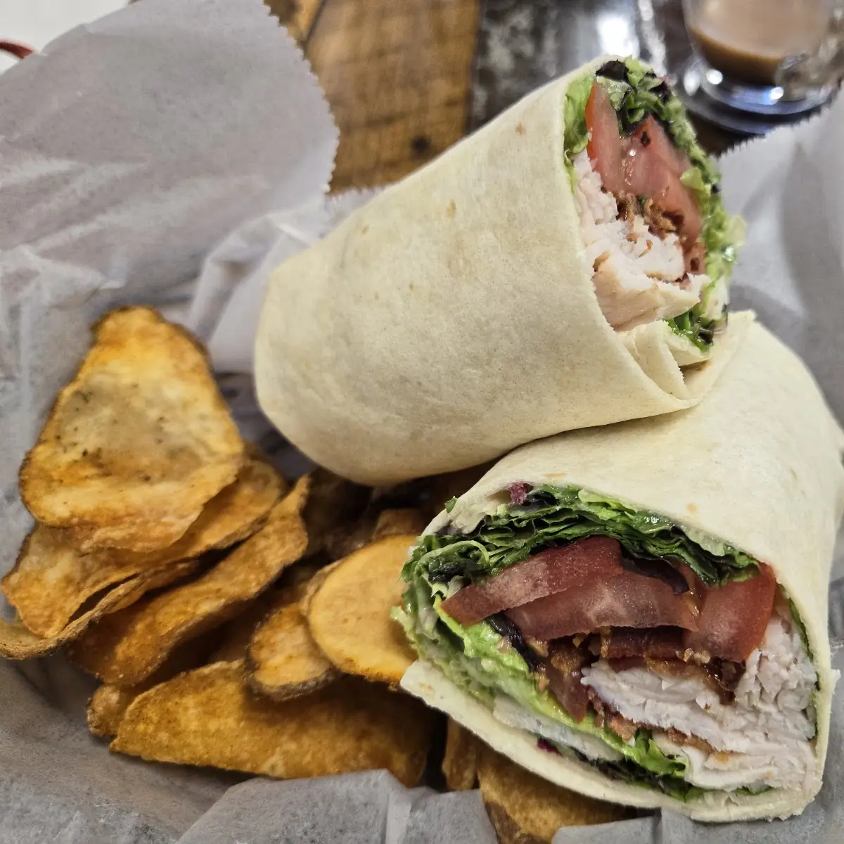Turkey blt Wrap w Homemade Chips