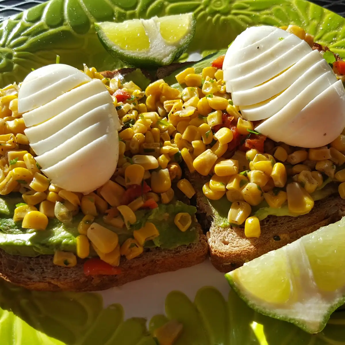 Avocado Toast with Corn Relish and Boiled Egg