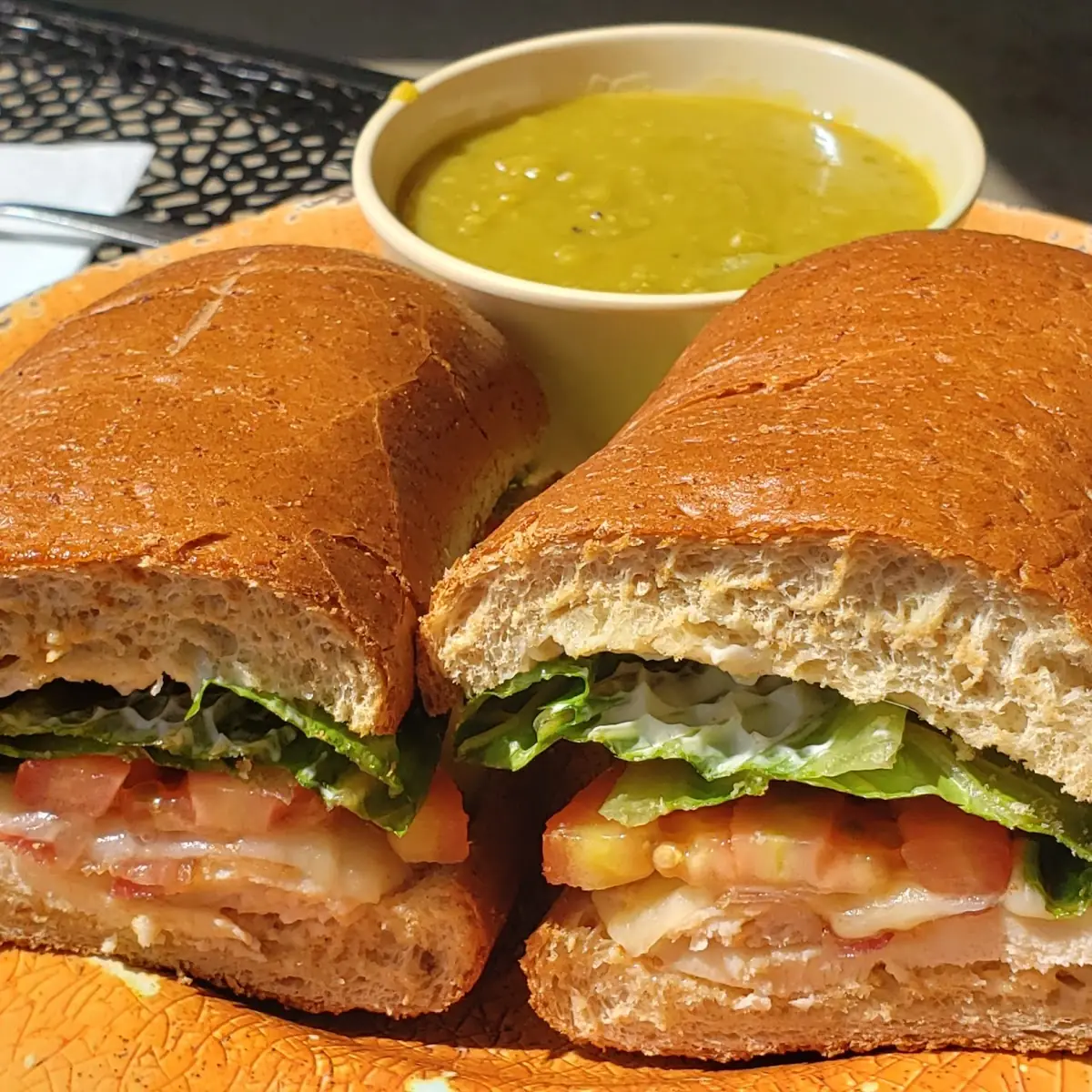 Chicken Club Sandwich & Split Pea Soup