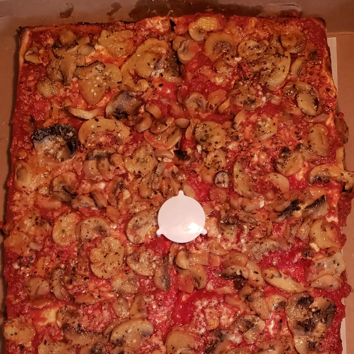 Upside Down Mushroom Sicilian Pie