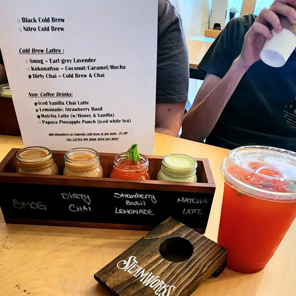 Strawberry Lemon Basil Tea and Coffee Flight w Names