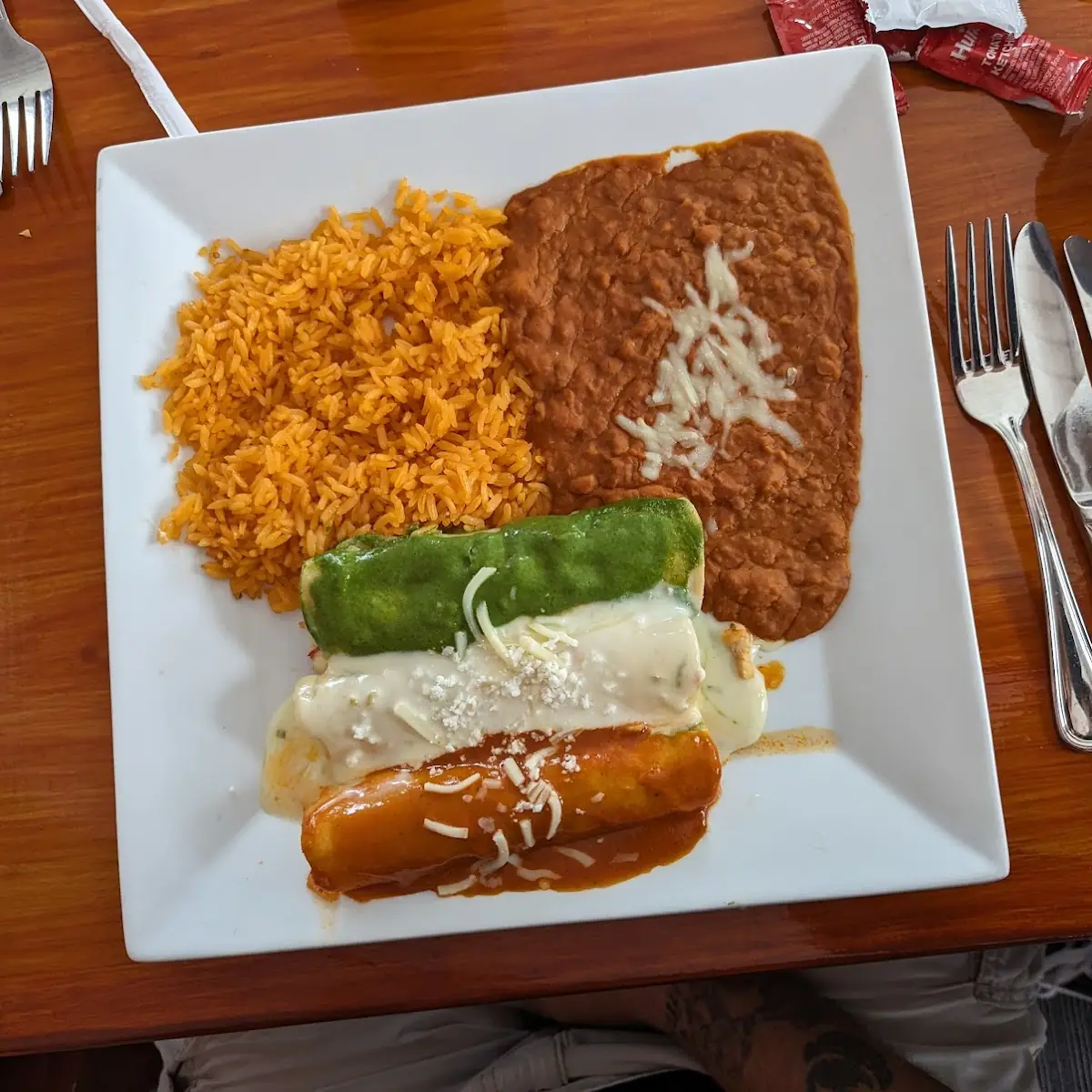 Taco Burrito and Rice