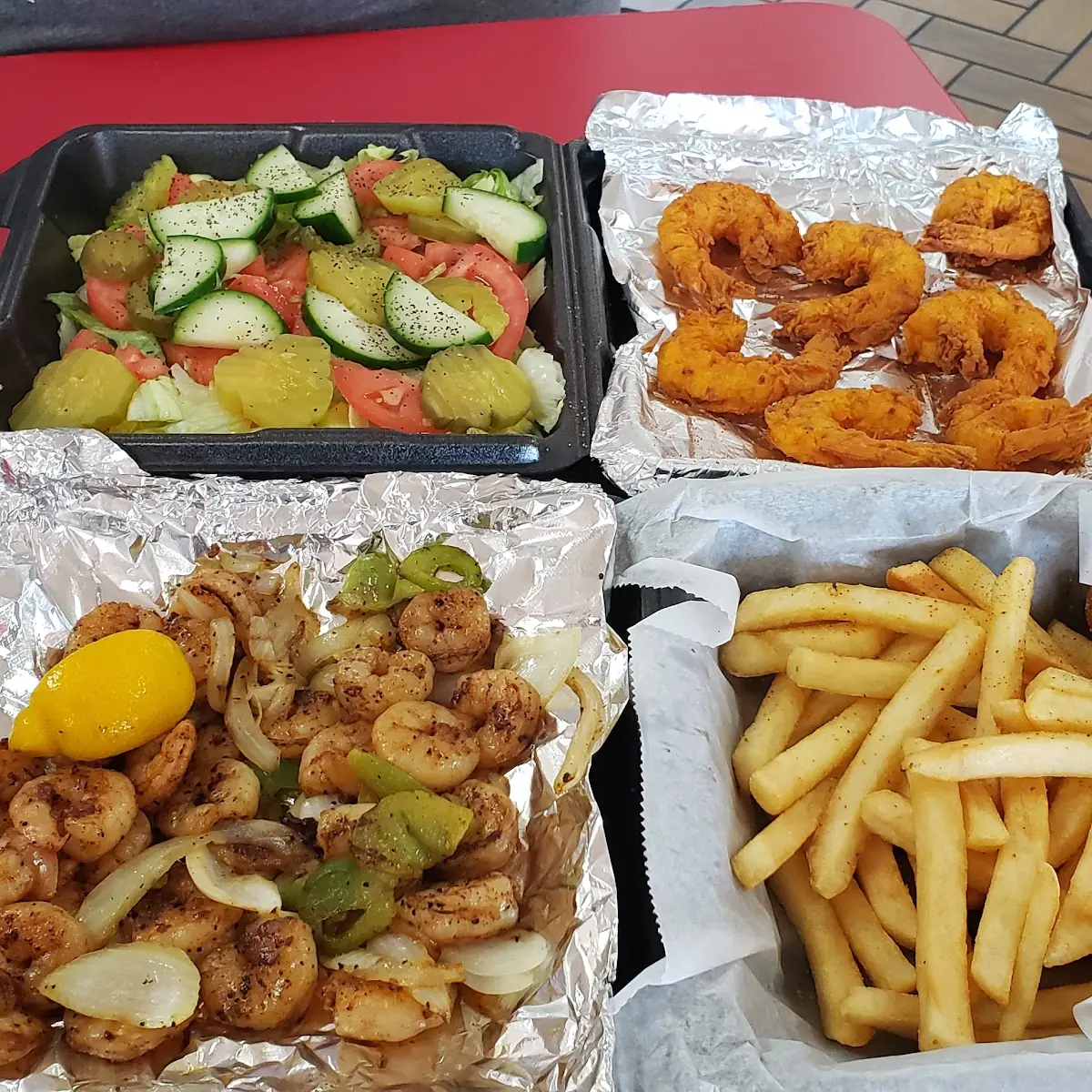 Fried Shrimp Salad Grilled Shrimp