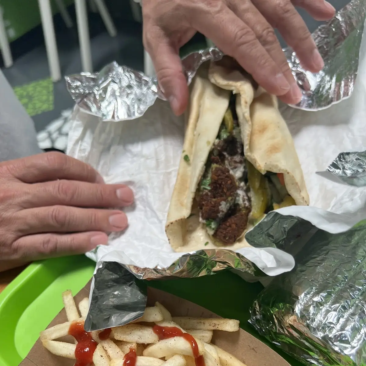 Falafel Wrap with Fries