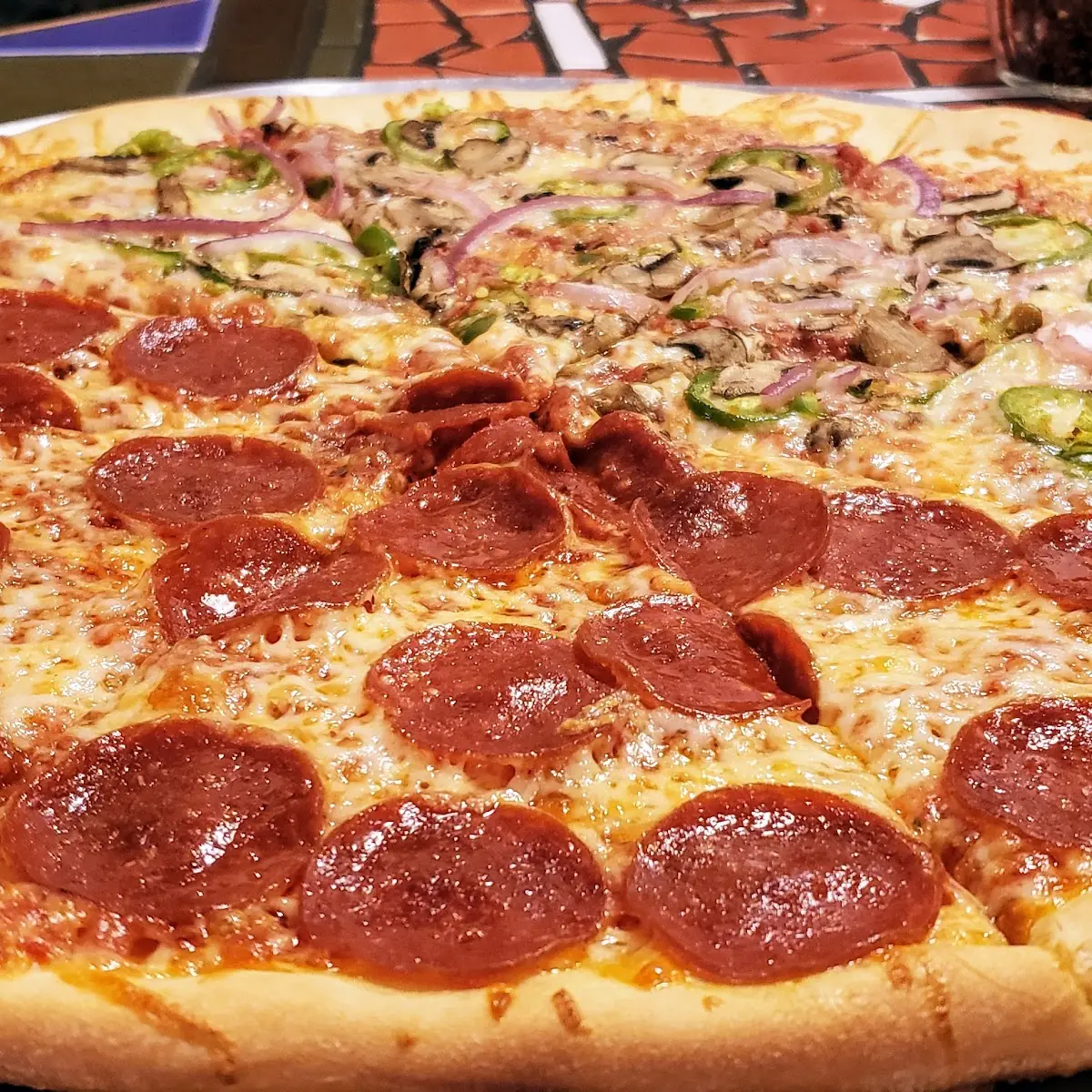 Pepperoni and Veggie Pizza