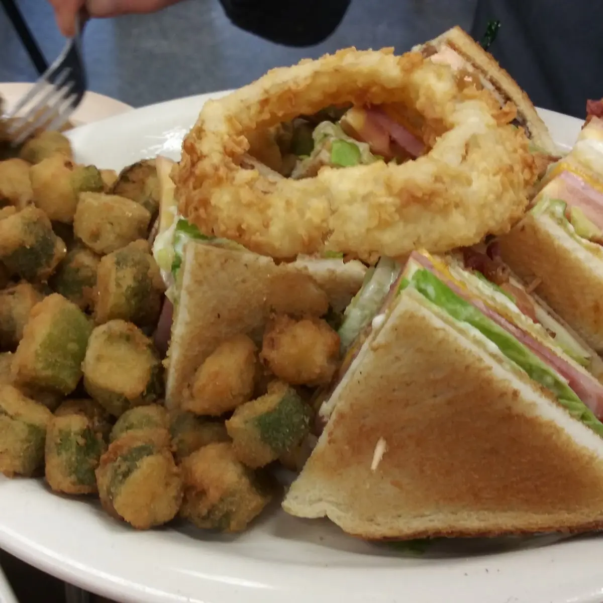 Club Sandwich Fried Okra Onion Ring