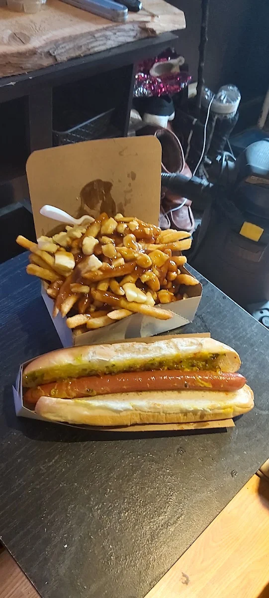 Large Poutine and a Foot Long Hot Dog
